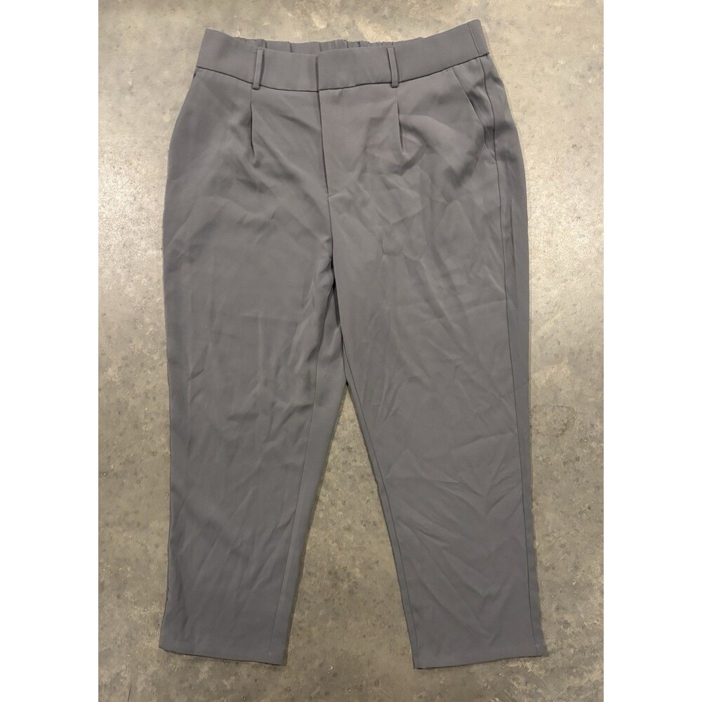Halara Womens XL Gray High Waisted Pleated Straight Work Pants Trousers